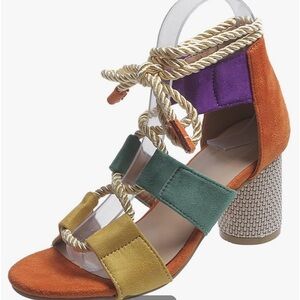 Designer Weave Ankle Lace Open Toe Female Pumps